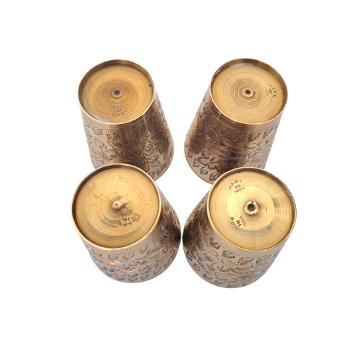 Four Vintage Brass Indian Lassi Coffee Cups
