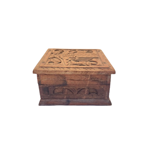 Elaborately Carved Solid Wood Balinese Lidded Trinket Spice Box