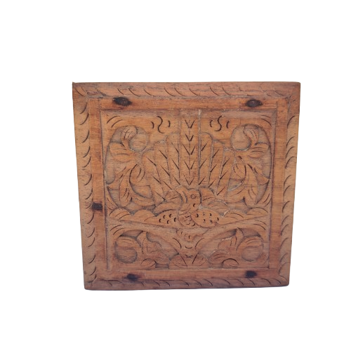 Elaborately Carved Solid Wood Balinese Lidded Trinket Spice Box
