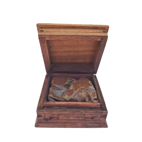 Elaborately Carved Solid Wood Balinese Lidded Trinket Spice Box