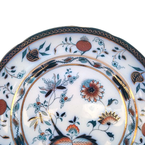 Antique Gaudy Ironstone Carro Plate Cobalt Blue Onion Grimwade Transfer