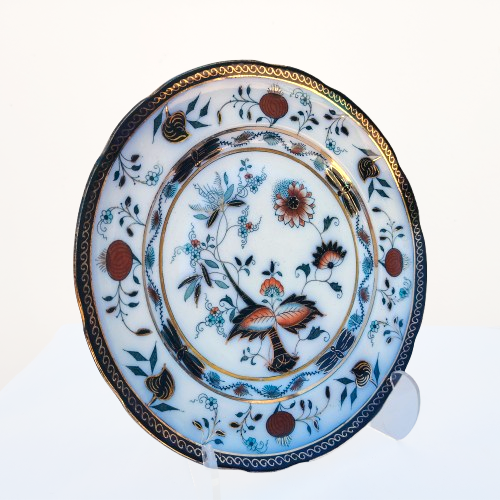 Antique Gaudy Ironstone Carro Plate Cobalt Blue Onion Grimwade Transfer