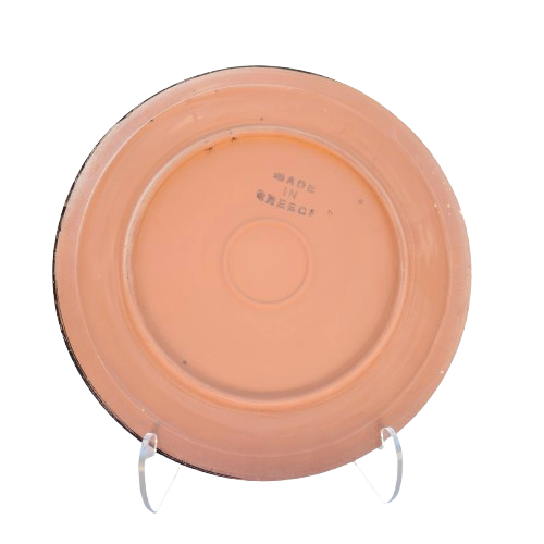 Terracotta Display Plate Souvenir Greek Tityos, three nude mythological figures