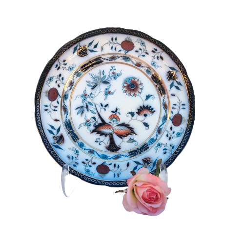 Antique Gaudy Ironstone Carro Plate Cobalt Blue Onion Grimwade Transfer