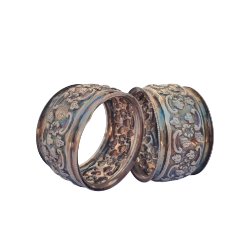 Pair of Silver Metal Serviette Napkin Rings