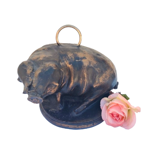 Heavy Bronze Look Pig Doorstop,