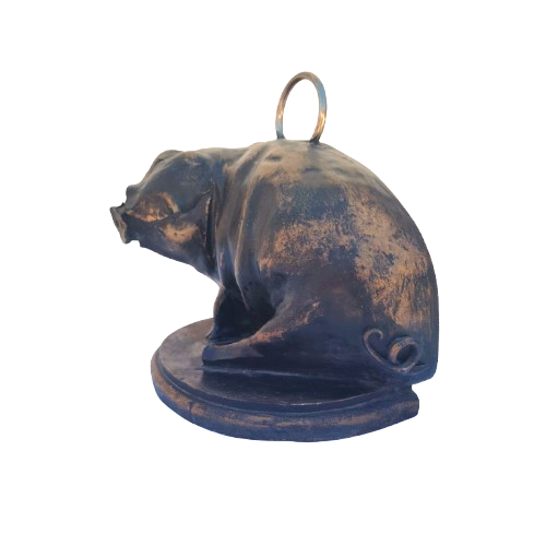 Heavy Bronze Look Pig Doorstop,