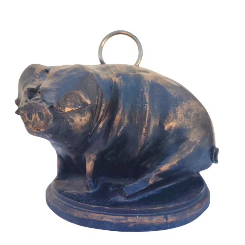Heavy Bronze Look Pig Doorstop,