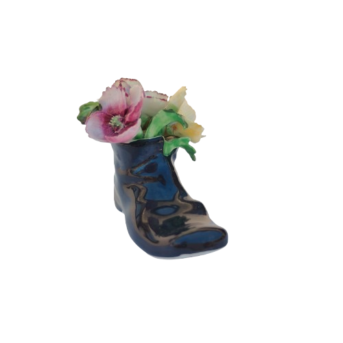 Denton Staffordshire Fine Bone China Black Shoe full with Flowers