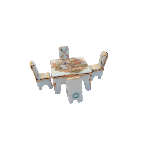 Limoges Porcelain Miniature Table and Chairs
