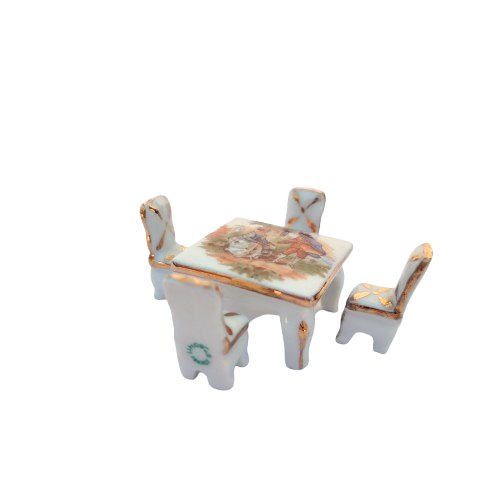 Limoges Porcelain Miniature Table and Chairs