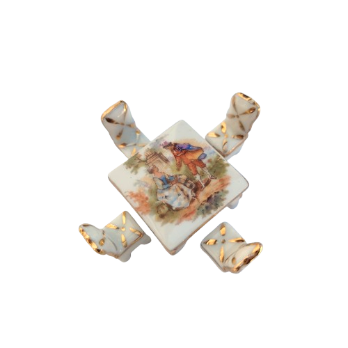 Limoges Porcelain Miniature Table and Chairs