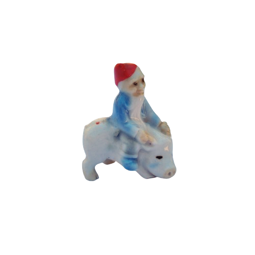 Wade Whimsies Irish Pottery Lucky Leprechaun Red Hat Riding a Pig