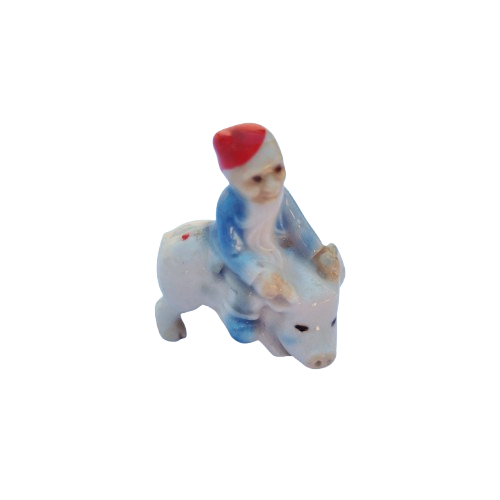 Wade Whimsies Irish Pottery Lucky Leprechaun Red Hat Riding a Pig