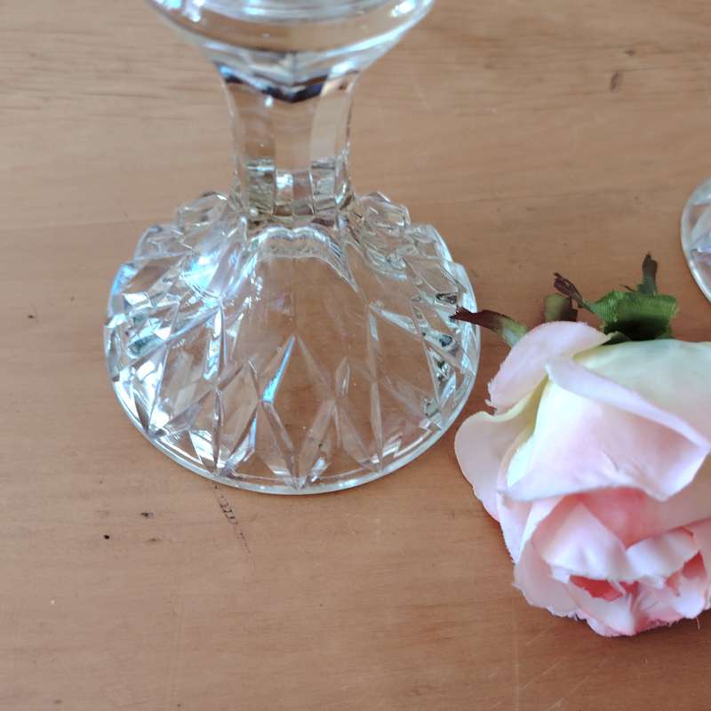 Vintage Clear Pressed Glass Footed Candy Dishes