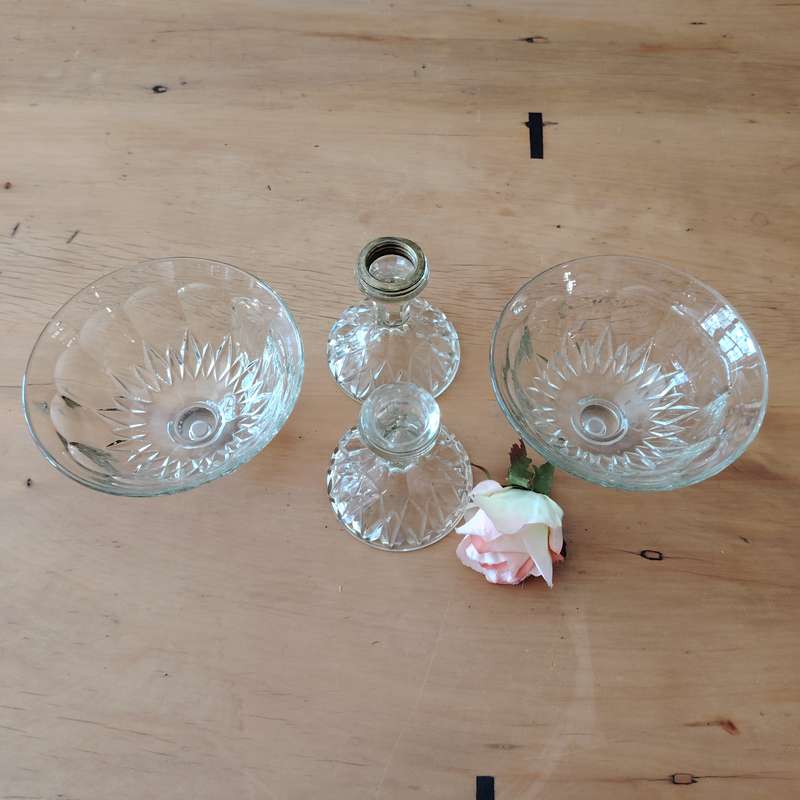 Vintage Clear Pressed Glass Footed Candy Dishes
