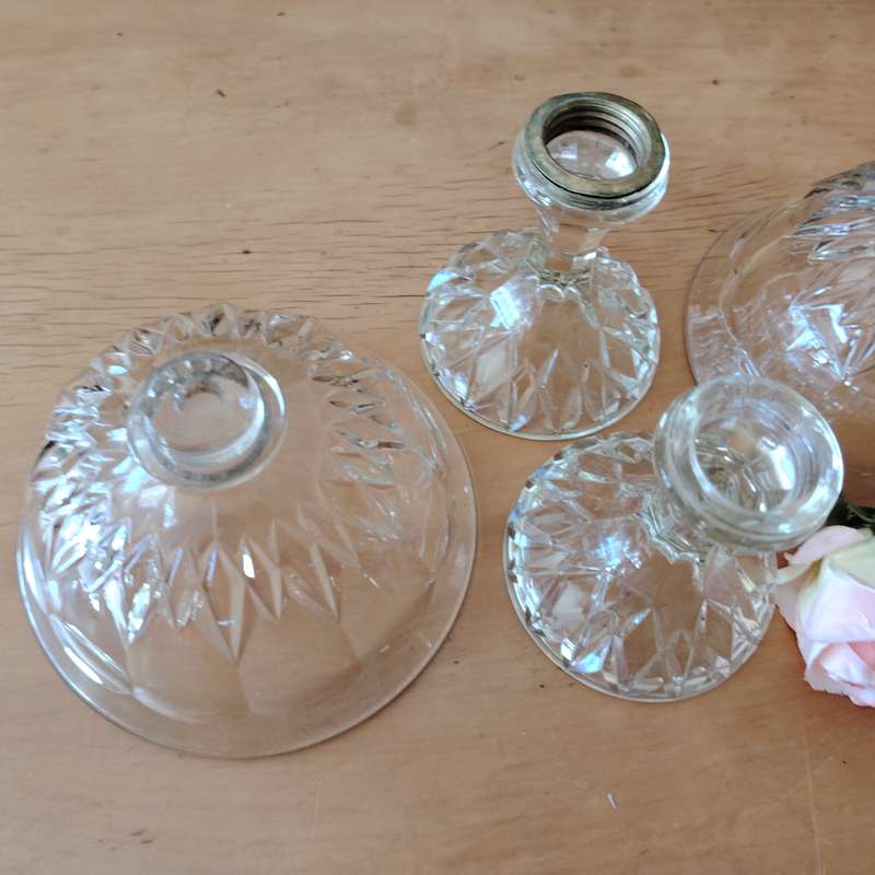 Vintage Clear Pressed Glass Footed Candy Dishes