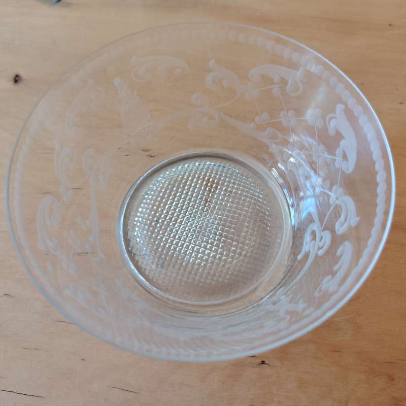 Five Vintage Crystal Etched Berry Dishes