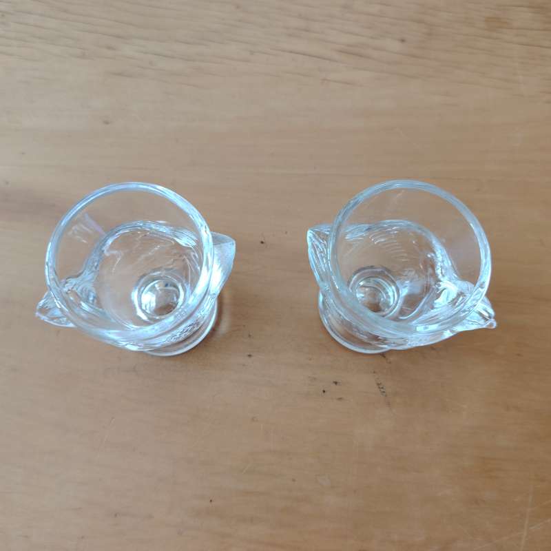 Vintage Pair Luminarc France Clear Glass Egg Cups Hen