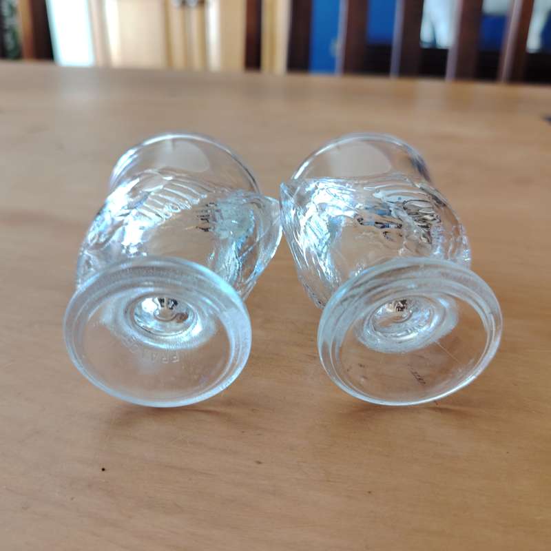 Vintage Pair Luminarc France Clear Glass Egg Cups Hen