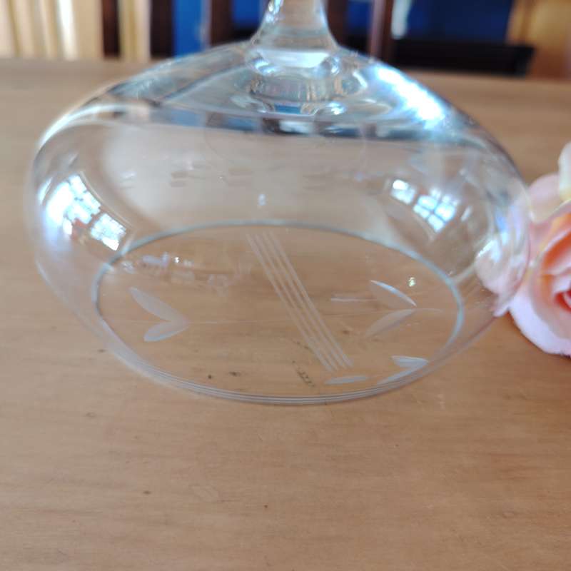 Vintage Crystal Etched Pedestal Candy Dish