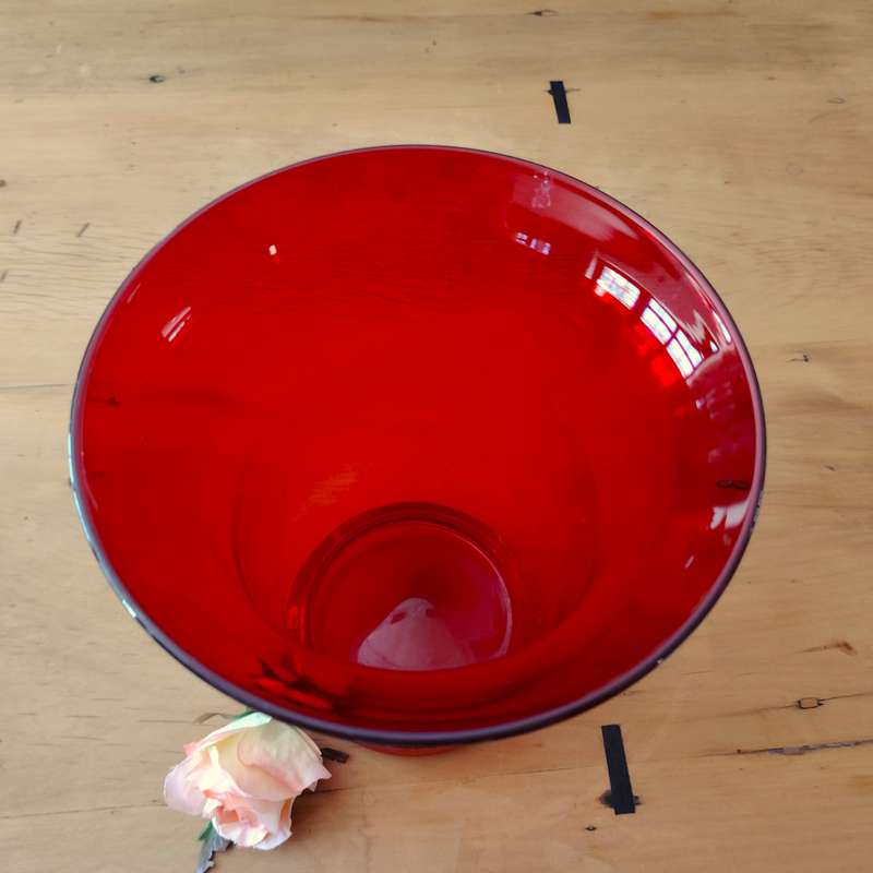 Large Deep Red Vintage Glass Vase