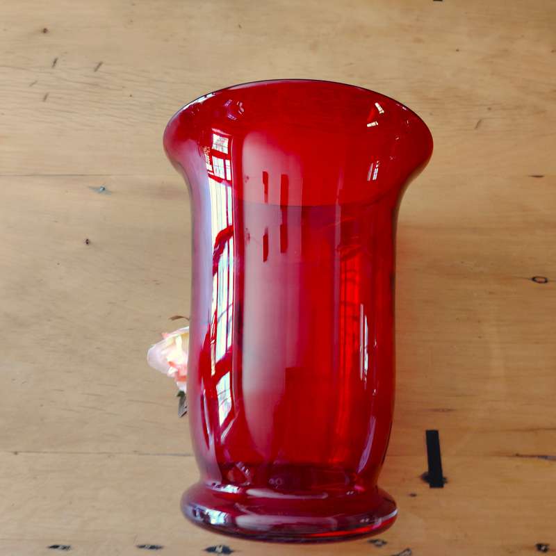 Large Deep Red Vintage Glass Vase