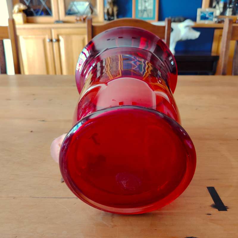 Large Deep Red Vintage Glass Vase