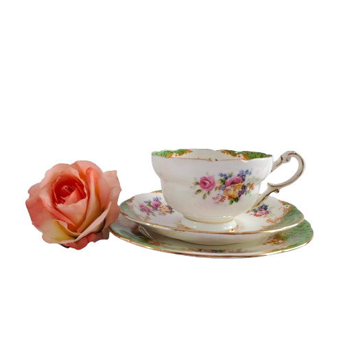 Paragon Fine Bone China Green Rockingham Trio