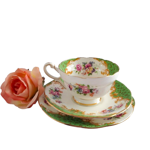 Paragon Fine Bone China Green Rockingham Trio