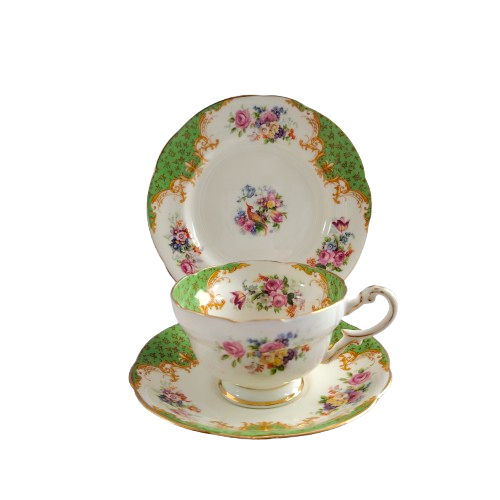 Paragon Fine Bone China Green Rockingham Trio