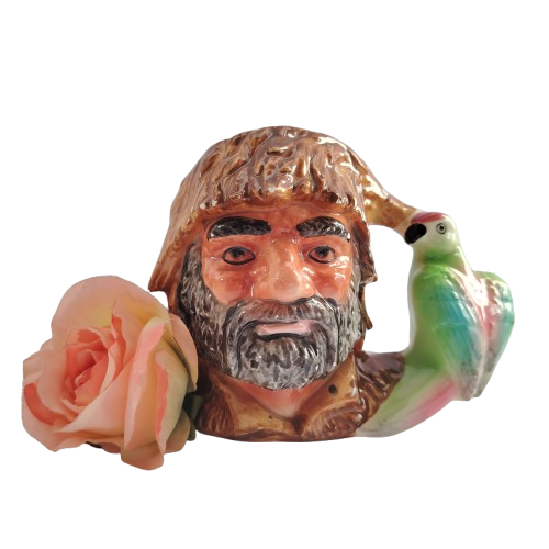 Vintage Large Robinson Crusoe  Parrot Ceramic Toby Mug Cup