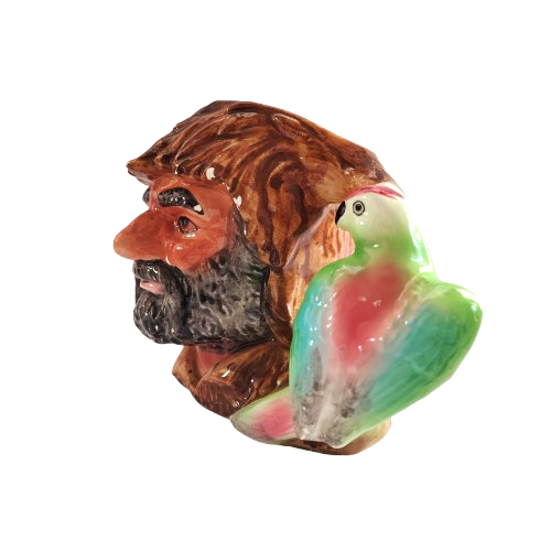Vintage Large Robinson Crusoe  Parrot Ceramic Toby Mug Cup
