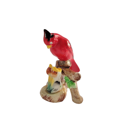 Vintage Capri Porcelain Red Mother Bird Feeding Babies