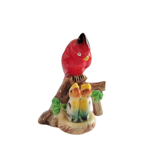 Vintage Capri Porcelain Red Mother Bird Feeding Babies