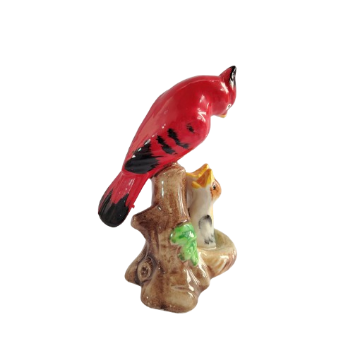 Vintage Capri Porcelain Red Mother Bird Feeding Babies