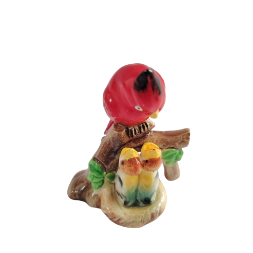 Vintage Capri Porcelain Red Mother Bird Feeding Babies