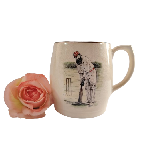 Vintage Sandland Hanley Staffordshire Mug Cricket Player