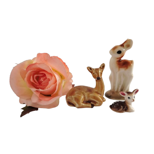 Three Vintage Porcelain Deer Fawns