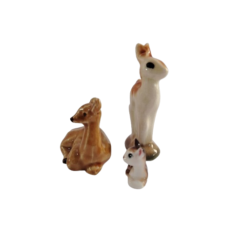 Three Vintage Porcelain Deer Fawns