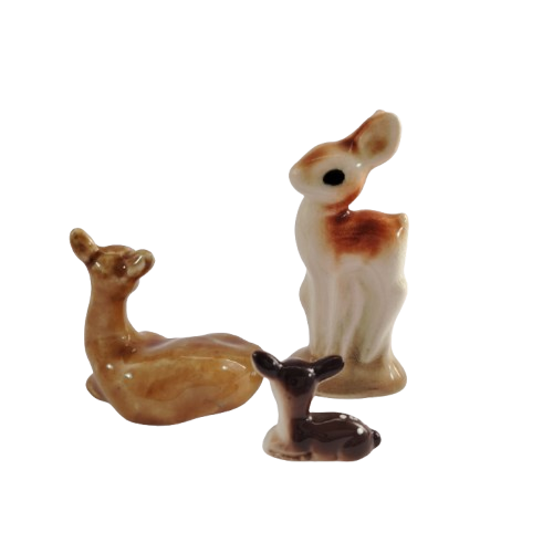 Three Vintage Porcelain Deer Fawns