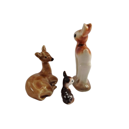 Three Vintage Porcelain Deer Fawns