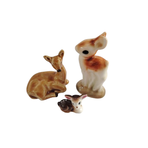 Three Vintage Porcelain Deer Fawns