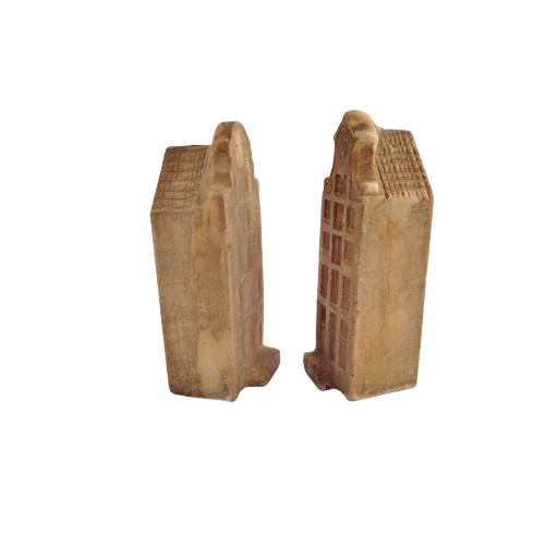 Two Tall Stone Miniature Houses