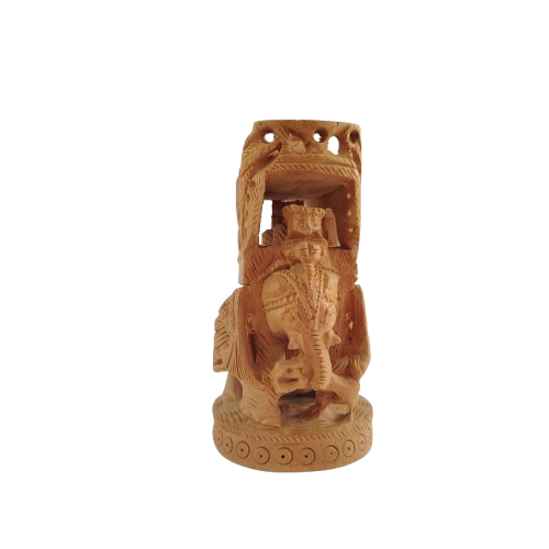 Hand Carved Wooden Indian Ambabari Elephant Figure