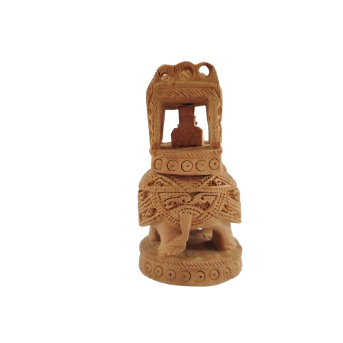 Hand Carved Wooden Indian Ambabari Elephant Figure