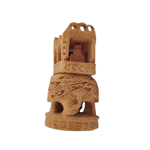 Hand Carved Wooden Indian Ambabari Elephant Figure