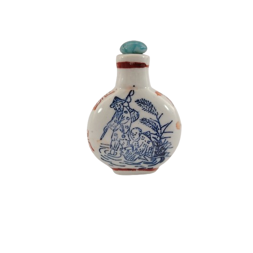 Chinese porcelain snuff bottle with blue cobalt under glaze