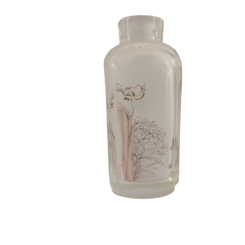 Chinese glass snuff bottle with inside painted Horse Bird