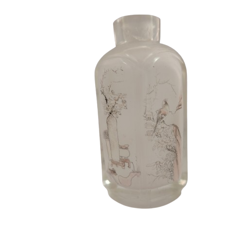 Chinese glass snuff bottle with inside painted Horse Bird
